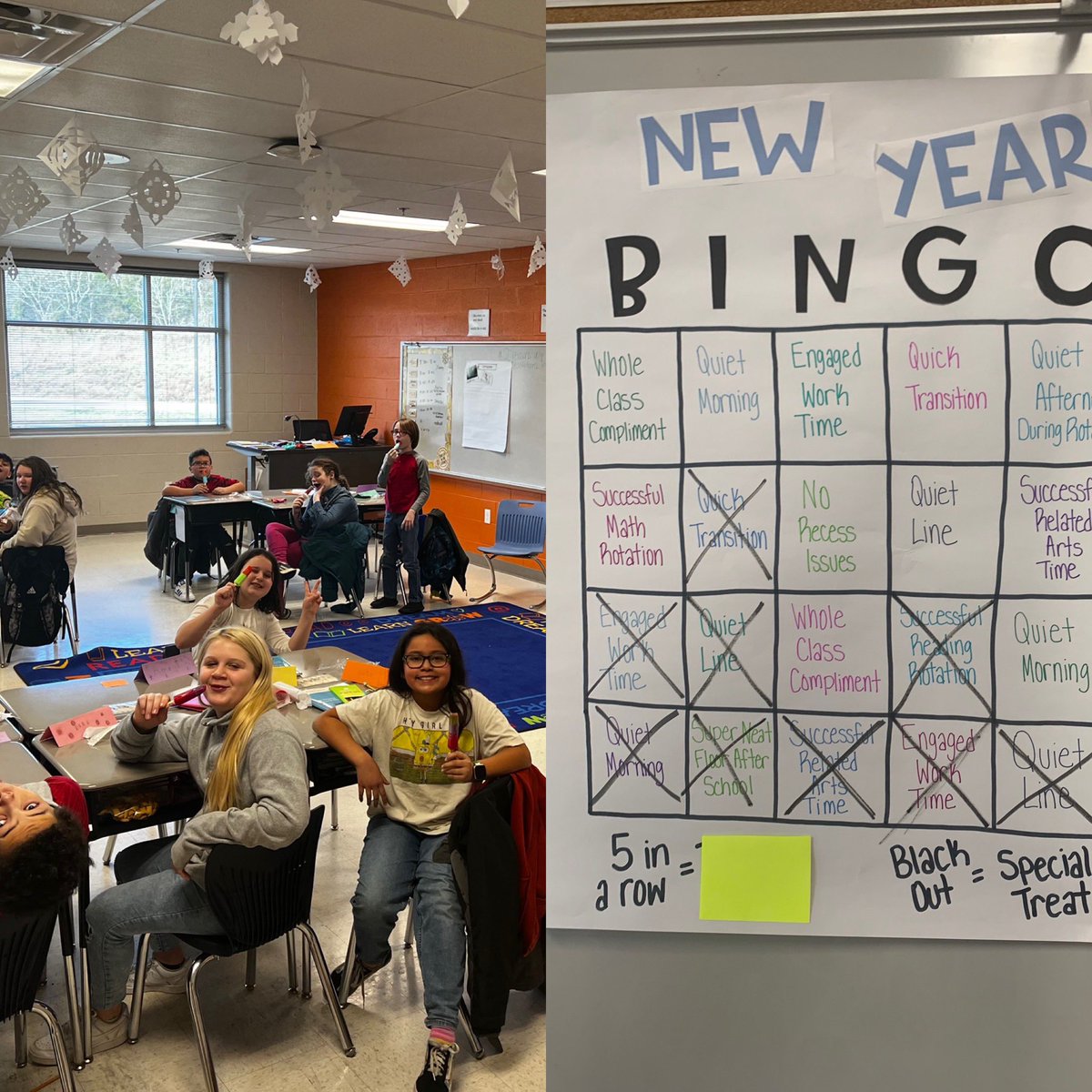 simpsonrfe's tweet photo. It doesn’t have to cost a lot…sometimes the smallest incentive works the best. This @RFe_RCS moment of JOY comes to you from some scholars who have been practicing meeting expectations in the new semester and earned BINGO! #lookUP #seeJOY https://t.co/qNsNZtMZea