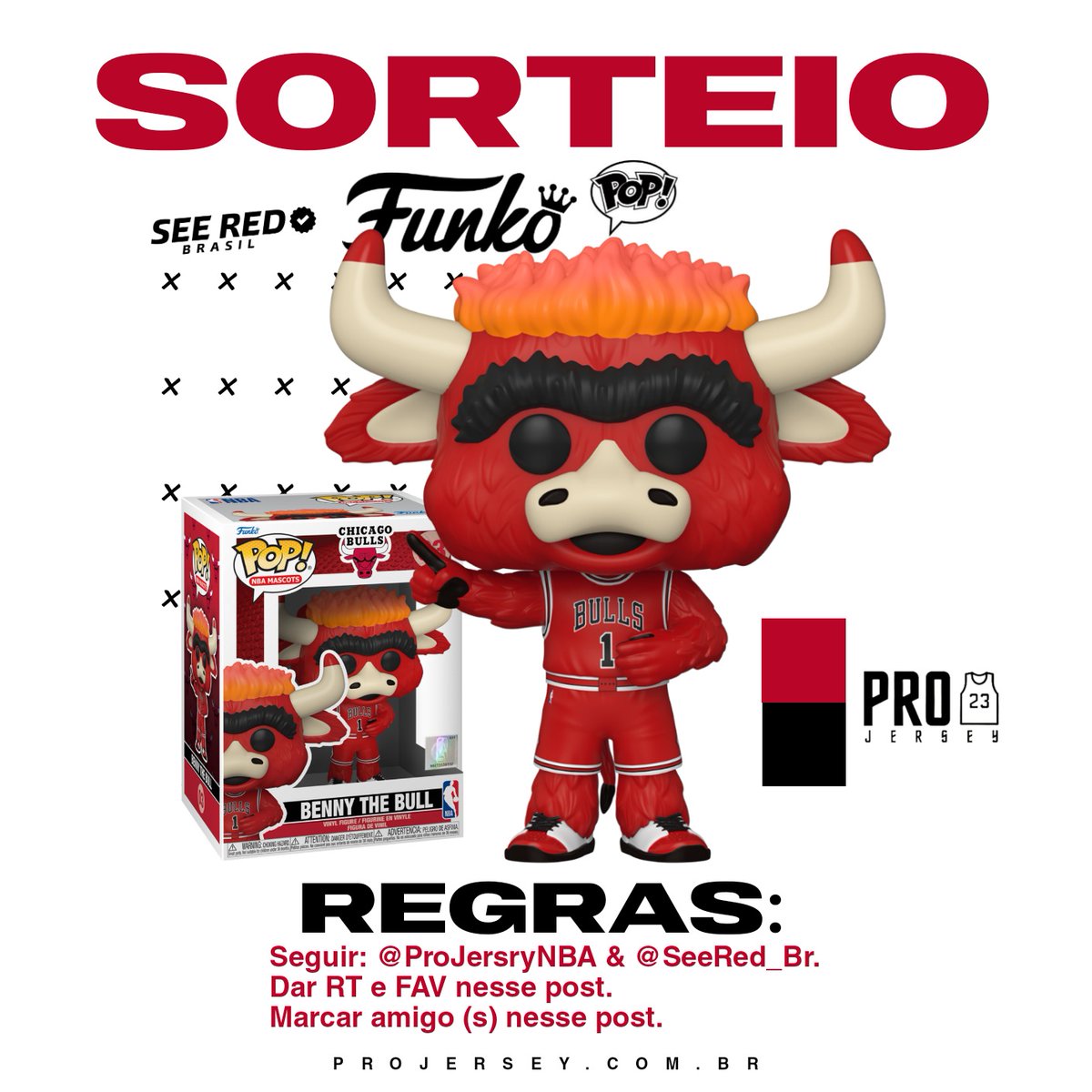 SeeRed_Br's tweet image. 𝙎𝙊𝙍𝙏𝙀𝙄𝙊

Valendo um funko pop de Benny The Bull, mascote do Chicago Bulls.

Siga os passos para participar:
⠀
1⃣ Seguir: @ProJerseyNBA e @SeeRed_Br
2⃣ Fav e RT nesse post.
3⃣ Marque 1 amigo nos comentários.
⠀
📆| O sorteio será realizado no dia 18 de janeiro