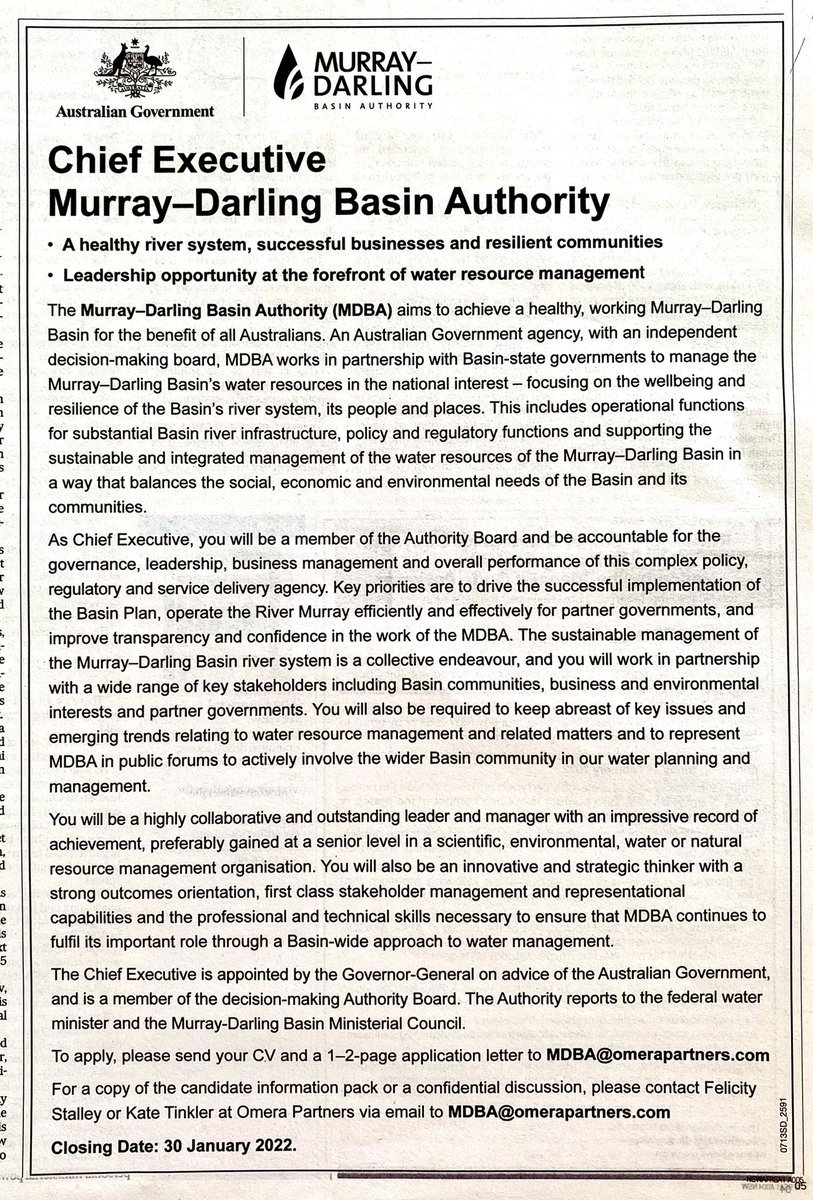 Fin Review 14.1.22
LNP lining up the management of the MDB for the term of the next govt so LNP maintain control for their lobbyist backers.