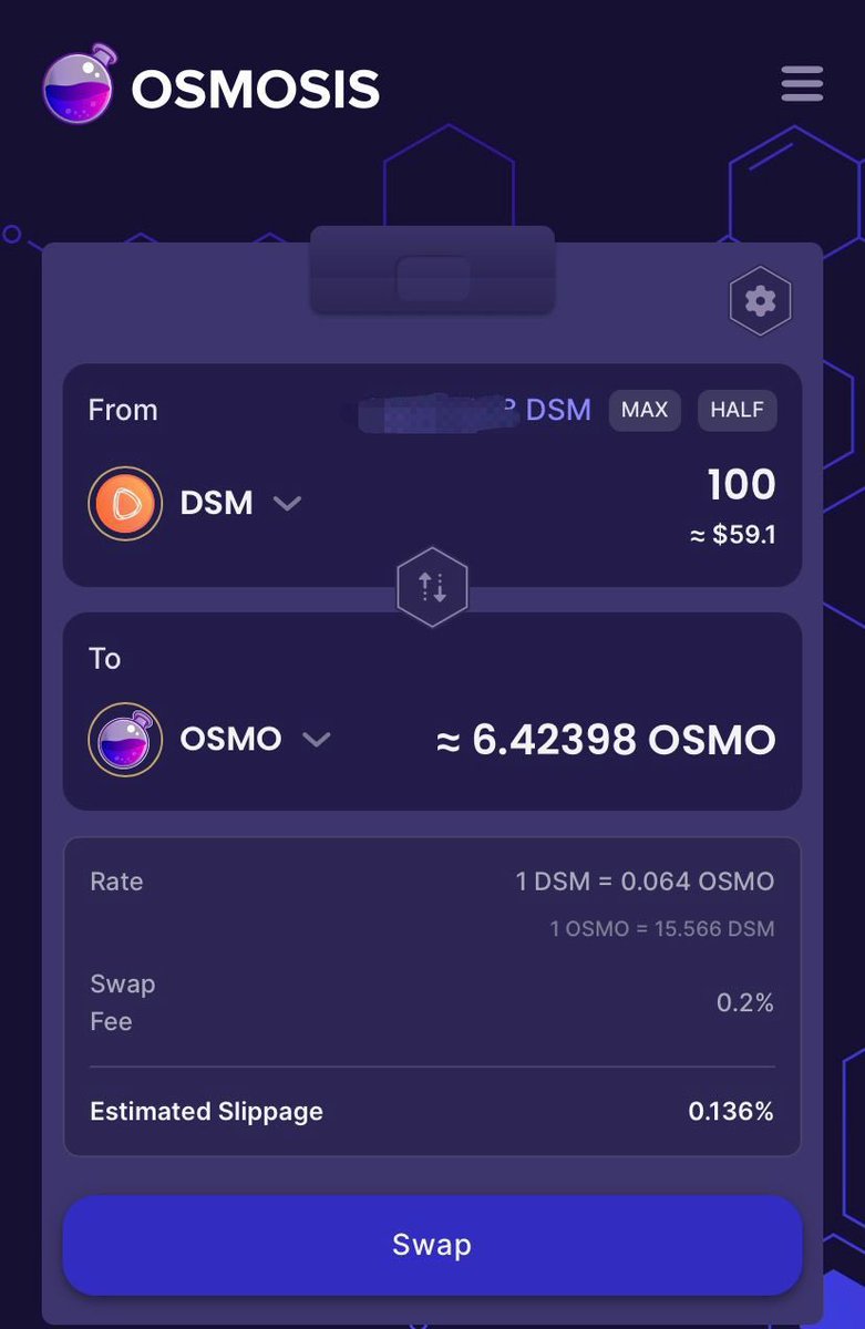 领取了下dsm的质押奖励到osmosis上去卖，用了下keplr的钱包，体验了下osmosis和ibc，交易十分顺滑，ibc也几乎没有费用，速度十分快，看好cosmos，这也是能逆市上涨的原因吧。毕竟真正做出了产品并且好用的团队太少了。