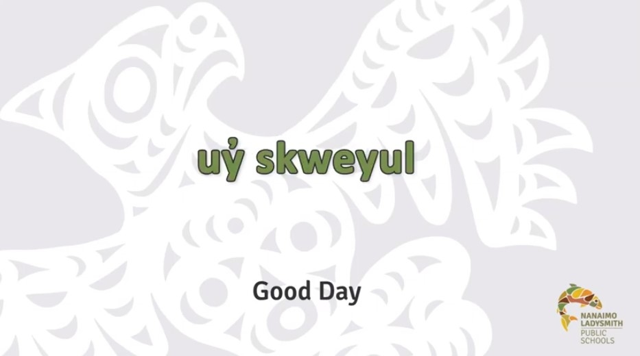 uy̓ skweyul - good day
Next Week's Hul̓q̓umín̓um̓ Phrase of the week is up! How can you use this phrase over the next week? ⁠
youtube.com/watch?v=eSUx1Q… 

nlpslearns.sd68.bc.ca/indigenous-edu… #hulquminum #NLPSlearns