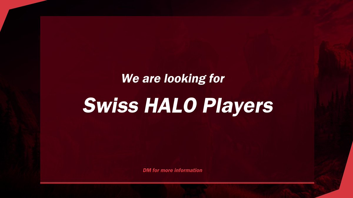 📰something new is coming to <a href="/VisionGaming_CH/">VisionGaming Switzerland</a> 

👉we are looking for old and new <a href="/Halo/">Halo</a> talents to form a team for upcoming <a href="/EuropaHalo/">Europa Halo 🇪🇺</a> and🇨🇭events

📜we offer you the best possible support to promote our team and the gender or the language region is irrelevant🤙

📧to <a href="/Thuruuu/">Thuru</a>🤗