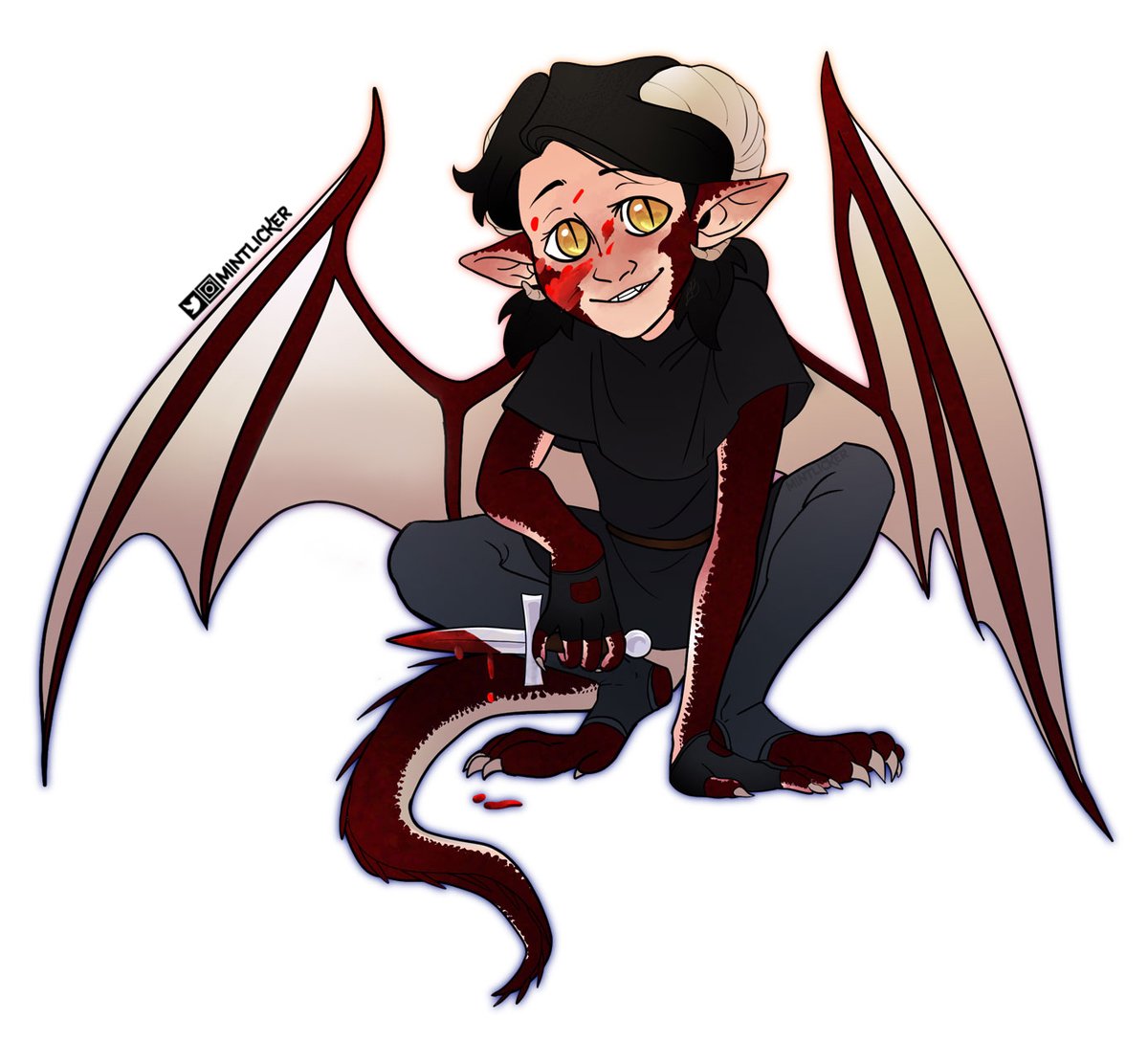 mintlicker's tweet photo. A murder child, belongs to a friend c:

 #dndart  #digitalart #dragonborn  #rpgart #characterart #scalie #kimonomimi https://t.co/1t23TfcMsX