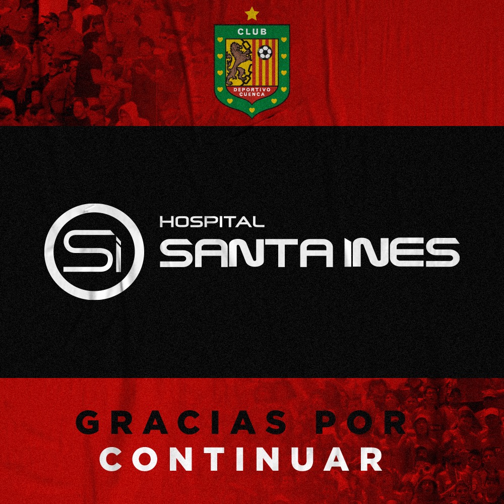 DCuencaOficial's tweet photo. 🔴⚫️ ¡TEMPORADA 2022! ⚫️🔴

⚽️ GRACIAS @HSantaInes  por renovar su valioso aporte médico y humano en beneficio de los deportistas de nuestro club. Para nosotros es un orgullo contar con los servicios de tan prestigioso centro médico ícono de la Ciudad👍#VamosCuenca ❤️🖤 https://t.co/dqkAvuK4w1
