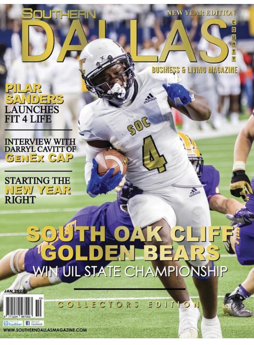 KamaraFarrar's tweet photo. Oh he not finish yet made the cover of Southern County Dallas Business & Living magazine! @Qua2cold #Qualon #4 #TheMecca #HighSchoolStateCHAMPS
#SouthOakCliffHighSchool
#SOCClassOf2022 #GoldenBears https://t.co/7R9nHG7Y5g