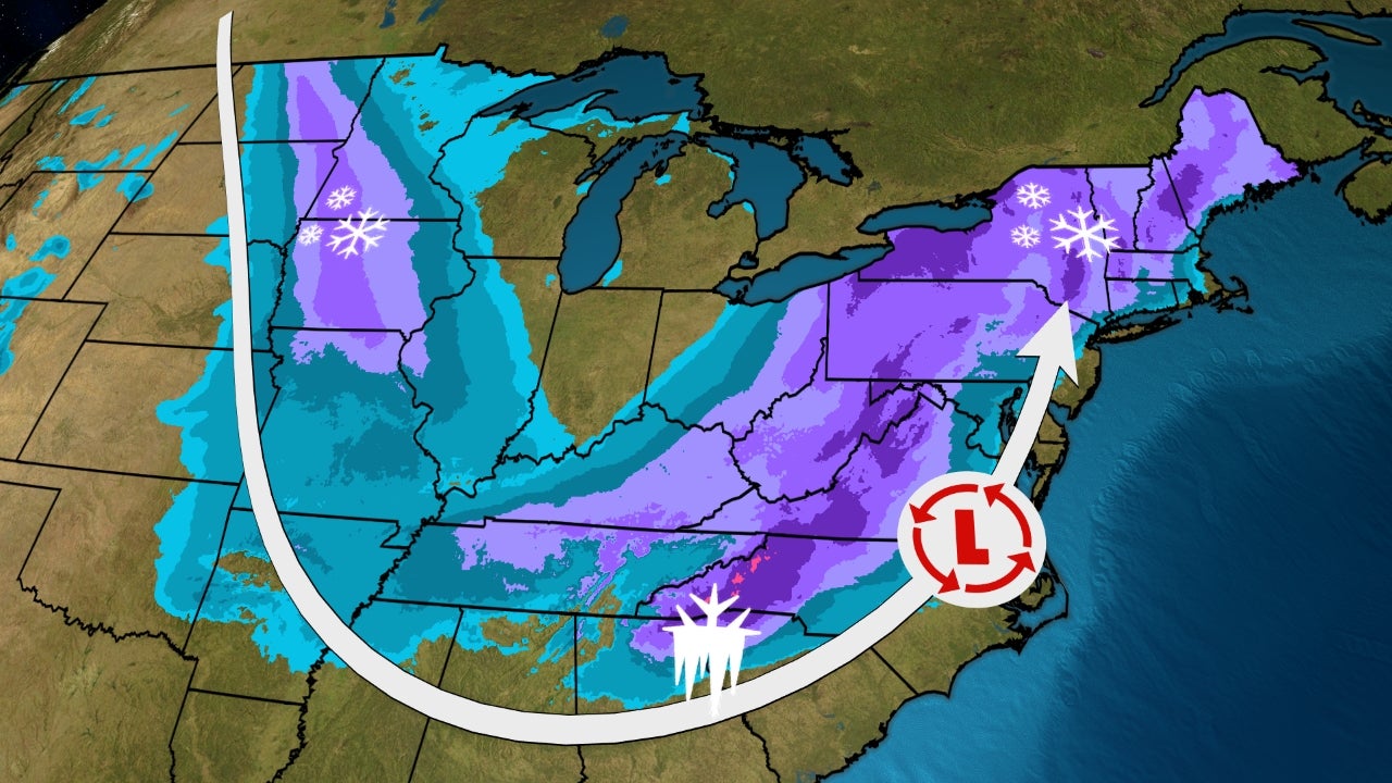 Winter Storm Path Map The Weather Channel On Twitter: "Winter Storm #Izzy's Track Through The  Midwest, South And East Will Begin Tonight. Snow, Ice, Wind...yeah, This  Still Will Have It. Here's When You Can Expect This
