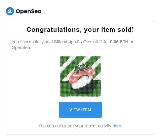 quetzelcoatlia's tweet photo. Otoro sold! Thank you to _Casey for picking up this delicious hand-embroidered sushi! 

If anyone else is feeling peckish, my embroideries of the #blitmaps Ikura and Ebi are still up for grabs!! 🍣😋

https://t.co/BYQerVqAlX https://t.co/gvjjsuKxfj