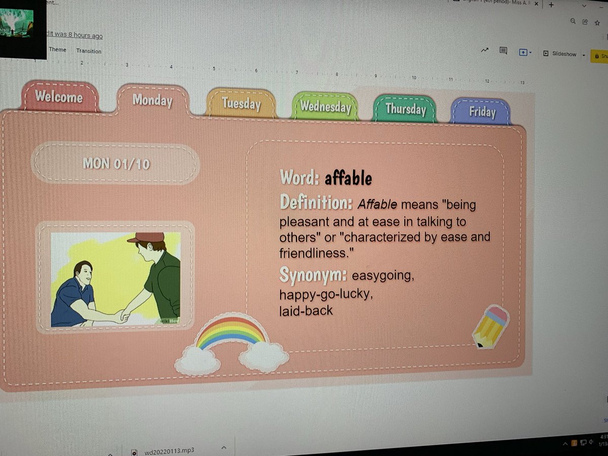 alexa_rdz8's tweet photo. Word of the Day slides
Starting this year with interactive journals and this goes on the first page. I display the slide and they write the word, definition and synonyms for each day and get posted on Google Classroom at the end of each week. #GoogleSlides #slidesmania https://t.co/AGLCJMZnIX
