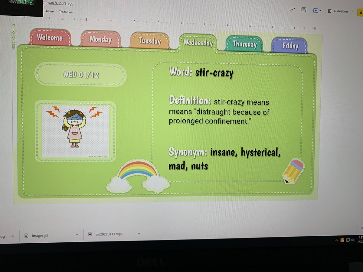 alexa_rdz8's tweet photo. Word of the Day slides
Starting this year with interactive journals and this goes on the first page. I display the slide and they write the word, definition and synonyms for each day and get posted on Google Classroom at the end of each week. #GoogleSlides #slidesmania https://t.co/AGLCJMZnIX