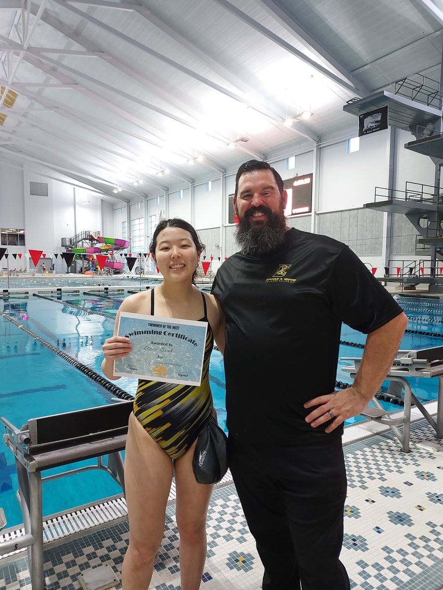 Swimmer of last week's meet for being the best team player there is, Claire Gwak!