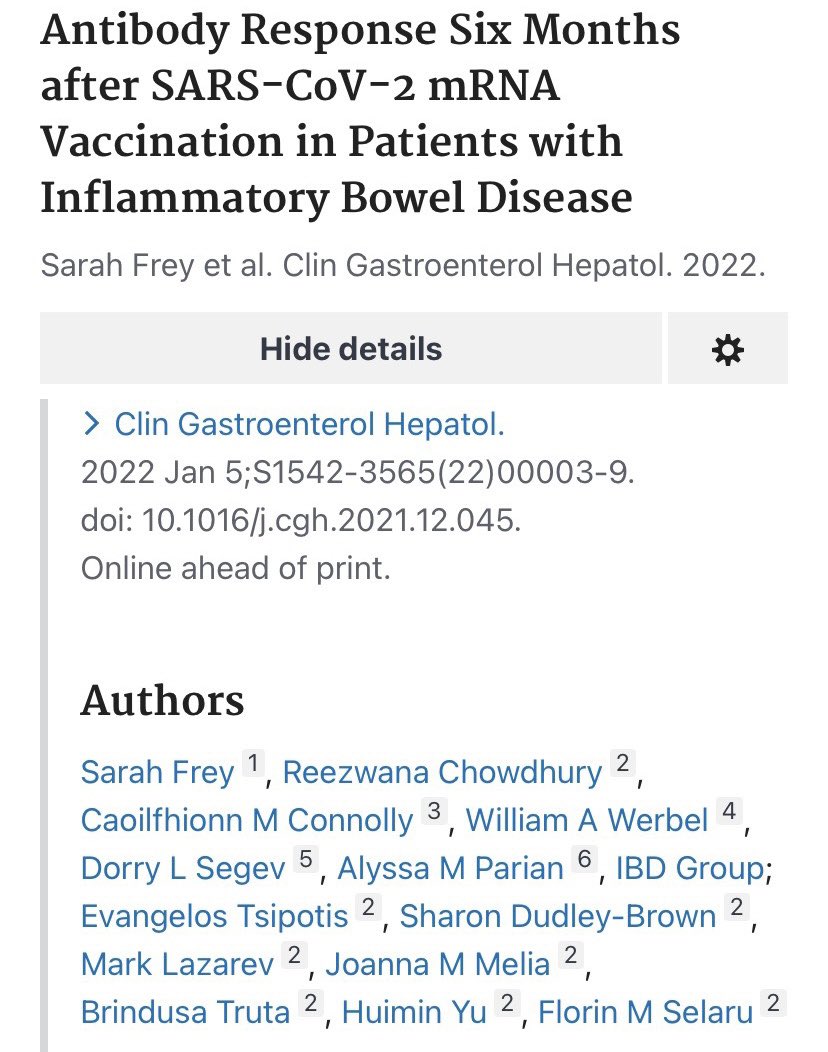 🎉woot woot! first publication for 2022!! So lucky to work with this amazing group of physicians! Thank you @AGA_CGH for accepting our submission! Important info for patients with #IBD and #CovidVaccine