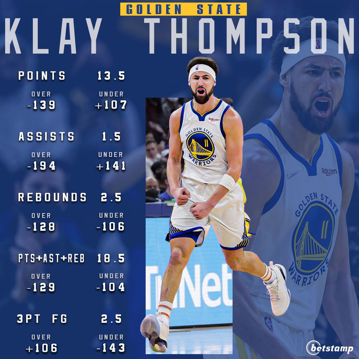 betstampmarket's tweet photo. Klay Thompson is back! #NBATwitter
Which of his props do you like to cash tonight? 💰 #GSvsMIL #Warriors 🏀 https://t.co/j7DGzvNcXM