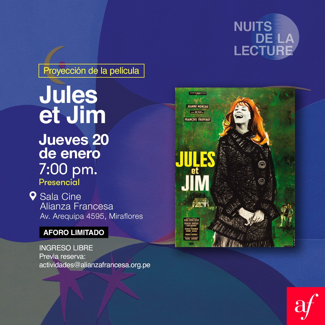 AFLima_Oficial's tweet photo. Celebramos la #Nuitsdelalecture📚🌚, organizado por las #MediatecasAF, con una selección de tres largometrajes en torno al amor💞 presentados en nuestra sala cine AF Miraflores 🏛📍
Reserva tu butaca👉https://t.co/LS4w0dwsEn
#AFCultural https://t.co/XvMm65kB7h