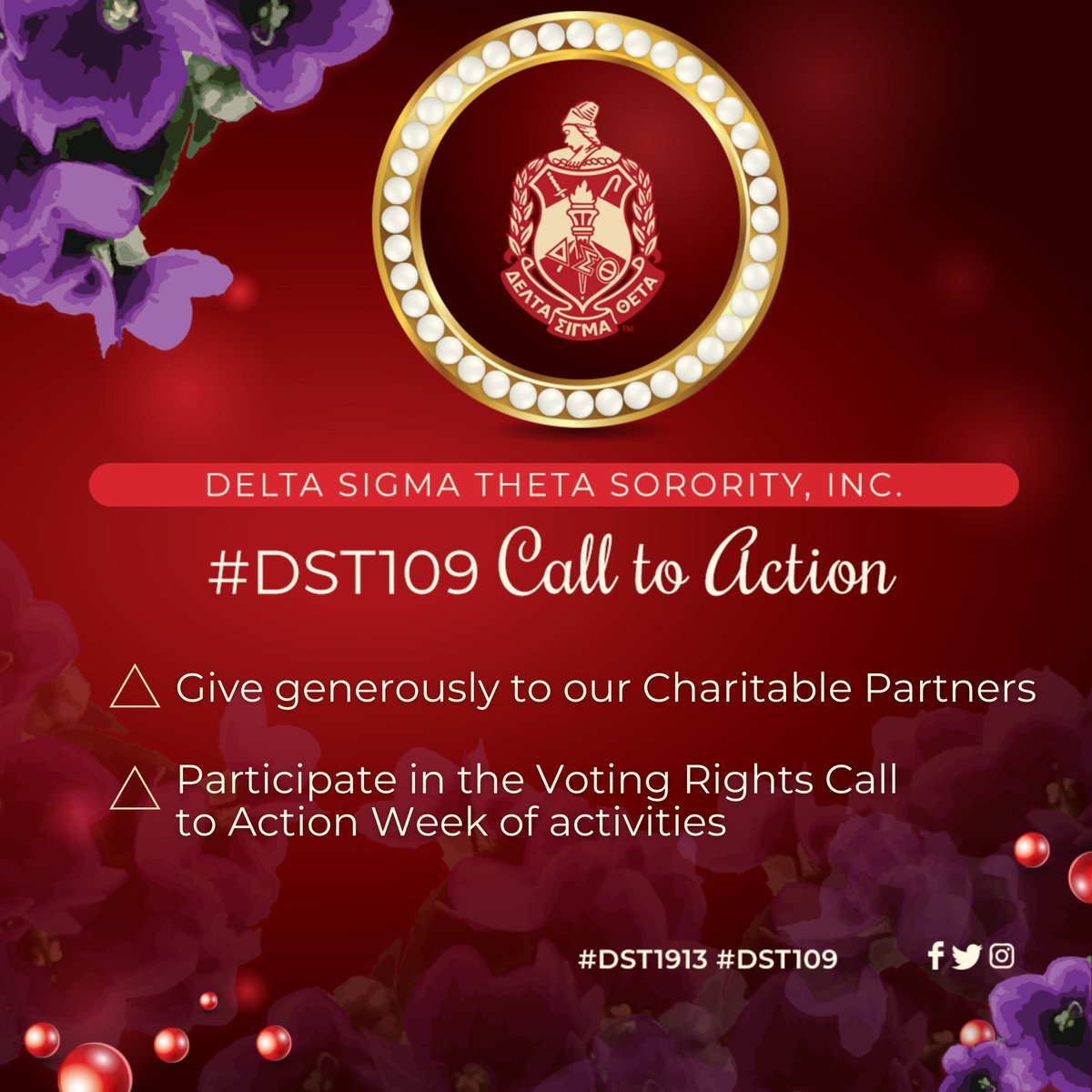 dstinc1913's tweet image. #DST109 would not be complete without a call to action! This year we are calling on all sorors to live out our legacy of service to support – @StJude  &amp;amp; @UNICEFUSA AND by standing in solidarity with the Voting Rights Call to Action Week of activities. 

#DST109 #DST1913