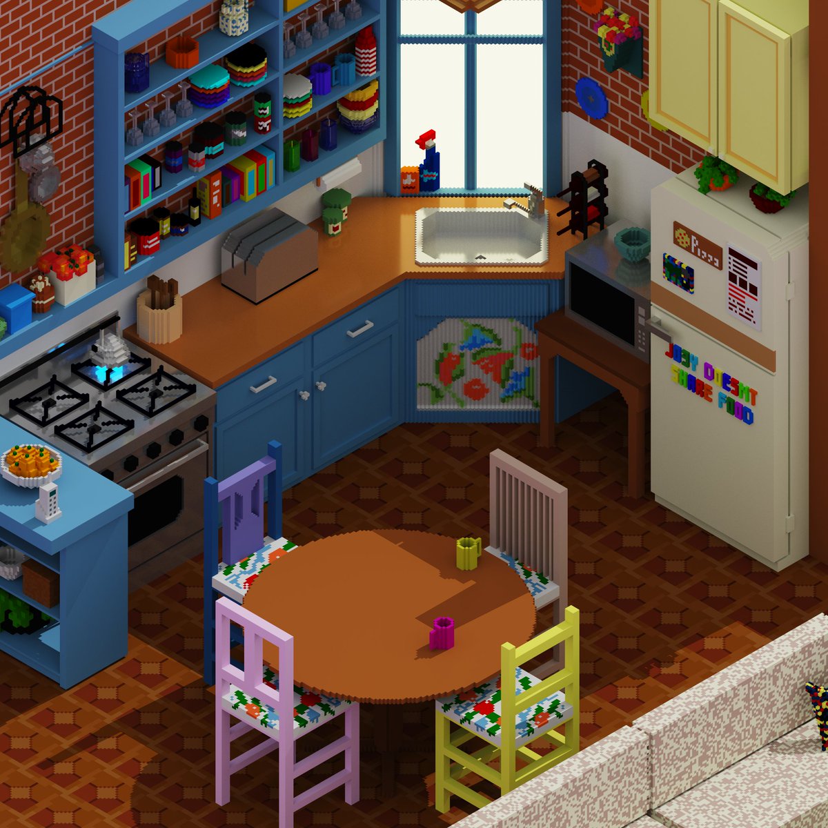 DigitalRory's tweet photo. A zoom in on the kitchen to appreciate the details 💜
I can't believe how much fun I had doing this! ✨

JOEY DOESN'T SHARE FOOD! 🍕 https://t.co/9TwORprIAo