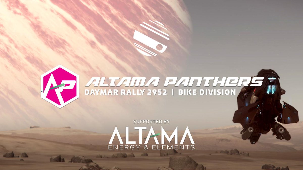 AltamaEnergy's tweet photo. We're proud to introduce the official 2952 #DaymarRally team. Altama Energy Panthers! Join us this Saturday! @ATMOesports #starcitizen #twitchtv #eSports https://t.co/v03FQvlFil