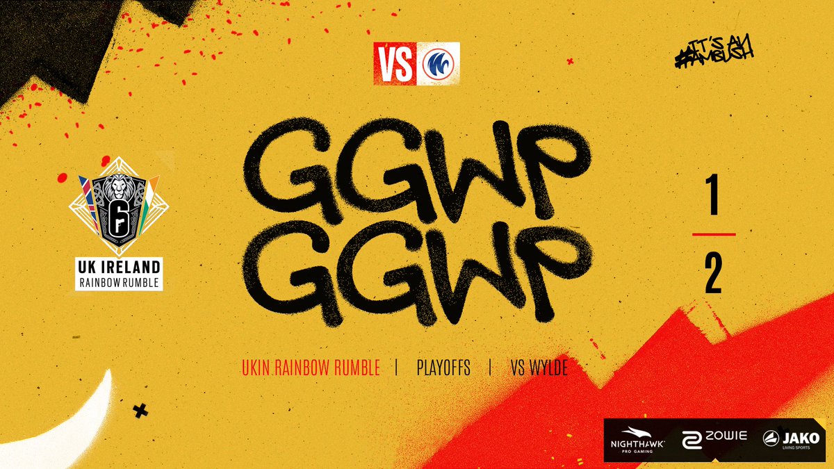 GGWP to <a href="/WYLDE_gg/">WYLDE⚡️</a>! We get eliminated from UKIN Rainbow Rumble after close 1-2 loss against them!

Thank you to <a href="/Rainbow6_UK/">Rainbow Six Siege UK</a> for organizing such a nice tournament. Maybe we will meet again😉

#ItsAnAmbush #AmbushR6 #NHR6