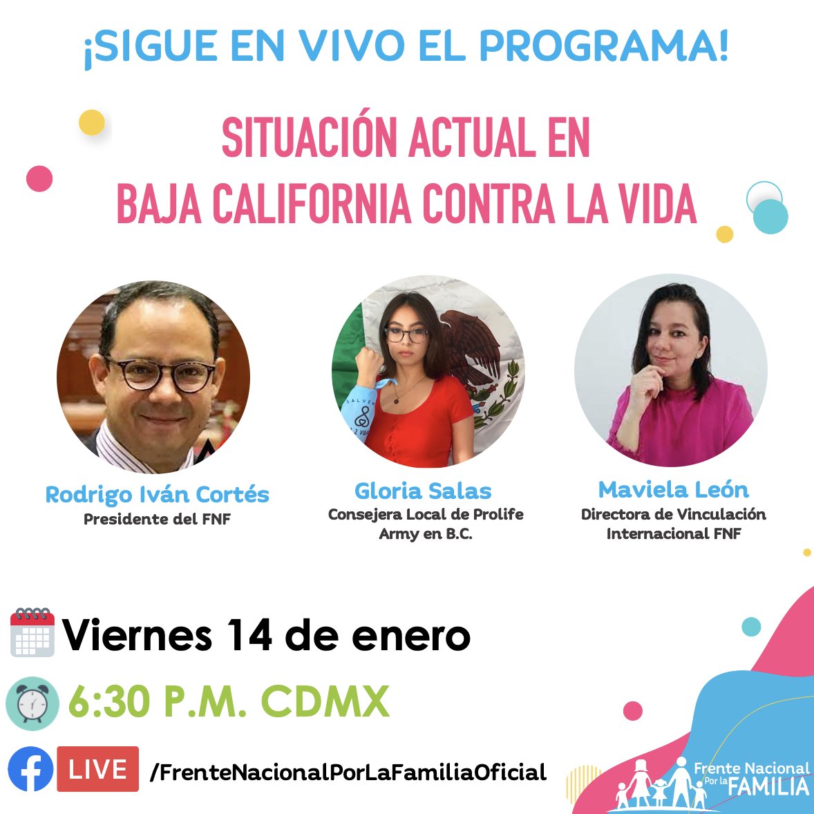 FNxFamilia's tweet photo. Sigue el Facebook Live: Situación actual en Baja California contra la #VIDA
En donde @rodrigoivanc y @MavielaL platicarán con Gloria Salas Consejera Local de Prolife Army en B.C. sobre la amenazas actuales que tiene la #Vida en el estado.
https://t.co/hM6zAgKQZH
#BCEsProvida https://t.co/y1z20xap5P