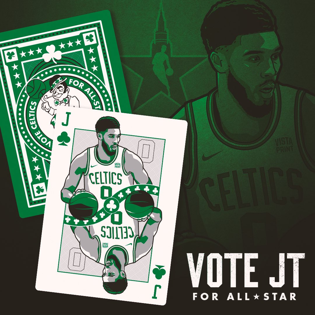 celtics's tweet image. KEEP VOTING ☘️

🔄 RT #JaysonTatum #NBAAllStar 
⭐️ Celtics.com/voteJT