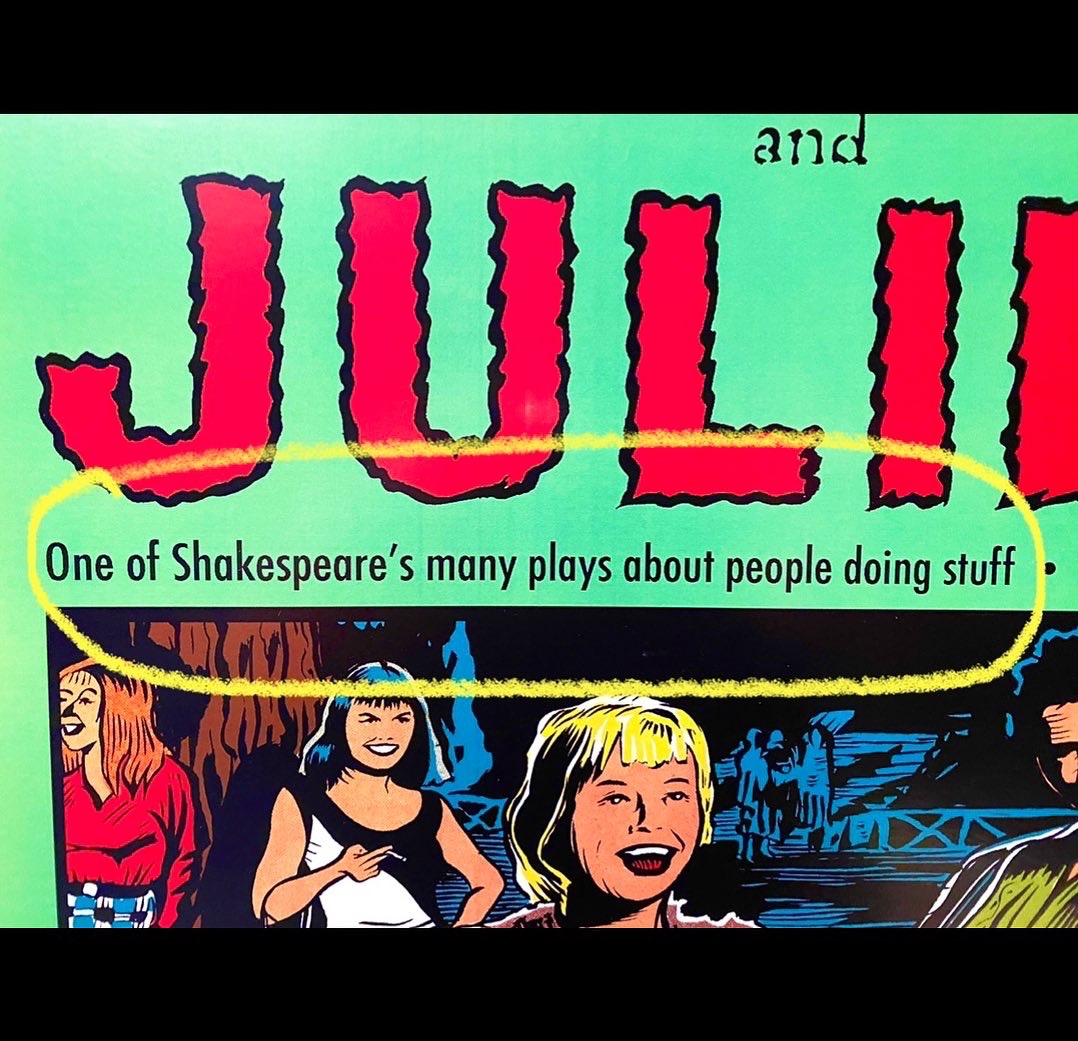 TaffetyPunk's tweet photo. Found posters from the first Riot Grrrls show, Romeo and Juliet. Art by Ryan Carroll Nelson. Ryan didn’t want this space to be blank so he gave us one of the best poster taglines ever.
.
#riotgrrrl #punkwork #dctheatre https://t.co/hpSi1oIJy2