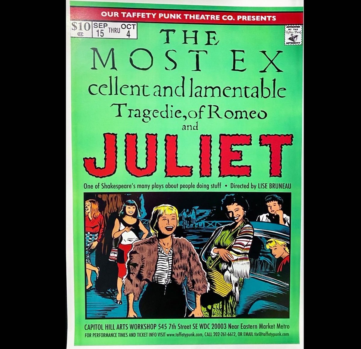 TaffetyPunk's tweet photo. Found posters from the first Riot Grrrls show, Romeo and Juliet. Art by Ryan Carroll Nelson. Ryan didn’t want this space to be blank so he gave us one of the best poster taglines ever.
.
#riotgrrrl #punkwork #dctheatre https://t.co/hpSi1oIJy2