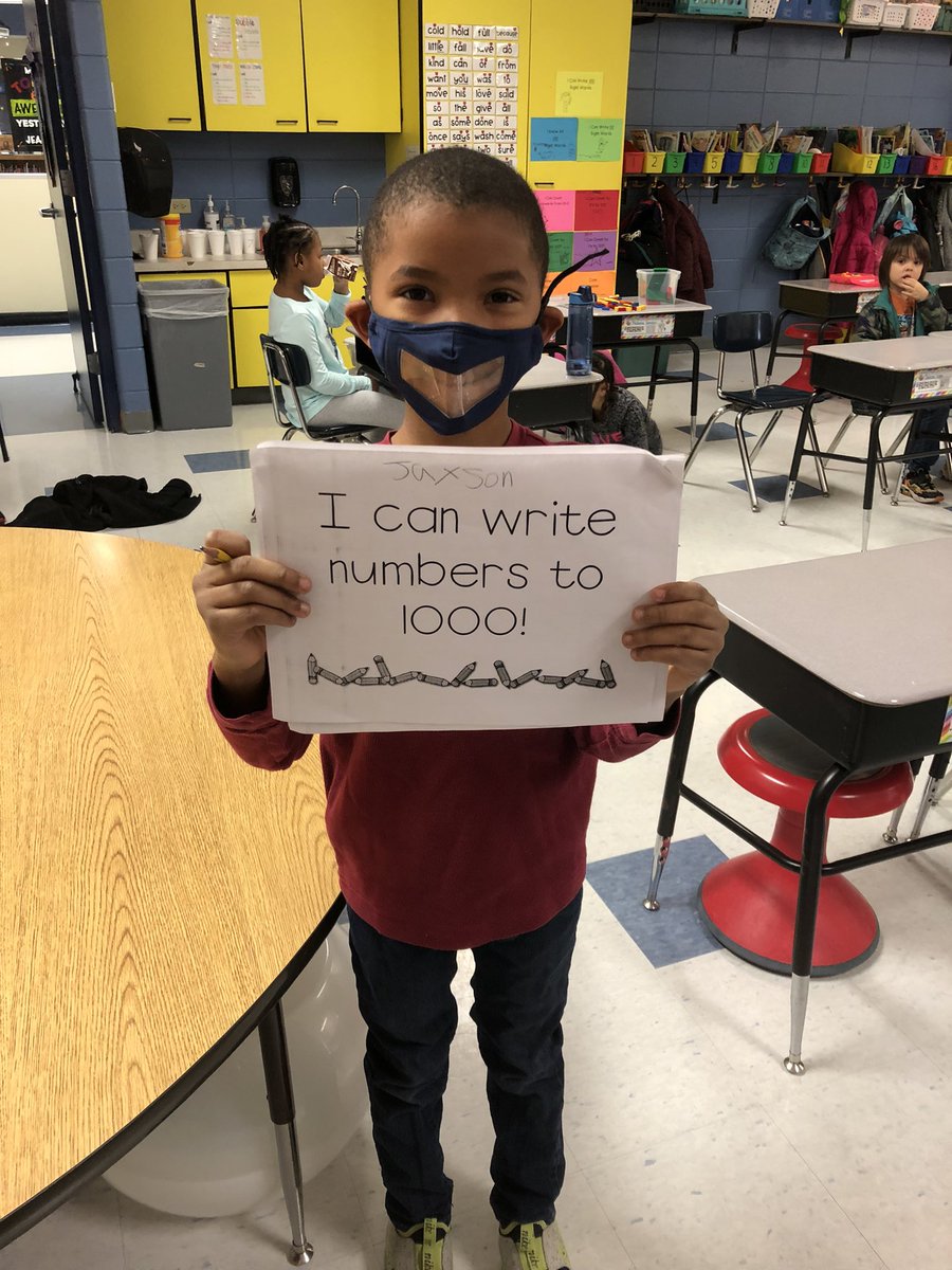 Mrs_Isaacks1st's tweet photo. We are at it again this year with the challenge to write numbers to 1,000. Students got the packet on Monday and I already have my first finisher! He worked so hard all week and finished today! 👏🏻 https://t.co/EKcUp4d1bE