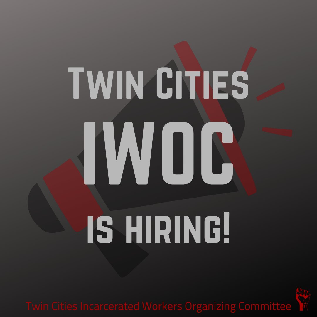 We are hiring an Inside/Outside Organizer! 

- Must be formerly incarcerated
- Pay is $40,000 for 45 weeks, 35 hours a week, as an independent contractor.

Applications are due by February 4 2022.

Apply at tinyurl.com/IWOCorganizer.

Print application: 
bit.ly/3foFA0I