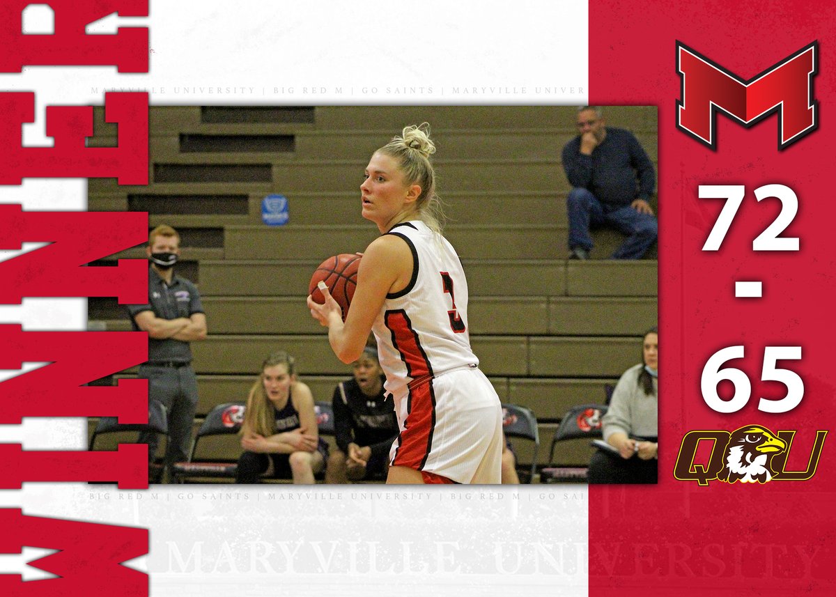 MaryvilleSaints's tweet photo. 🏀WBB - Winner! The Saints @MaryvilleWBB defeat Quincy 72-65. Mussorici with 19 points, while Stidham adds 13, and Kirby finishes with 11 points and seven rebounds.
🐾🏀
#BigRedM
#GLVCwbb https://t.co/8boul5r5fz