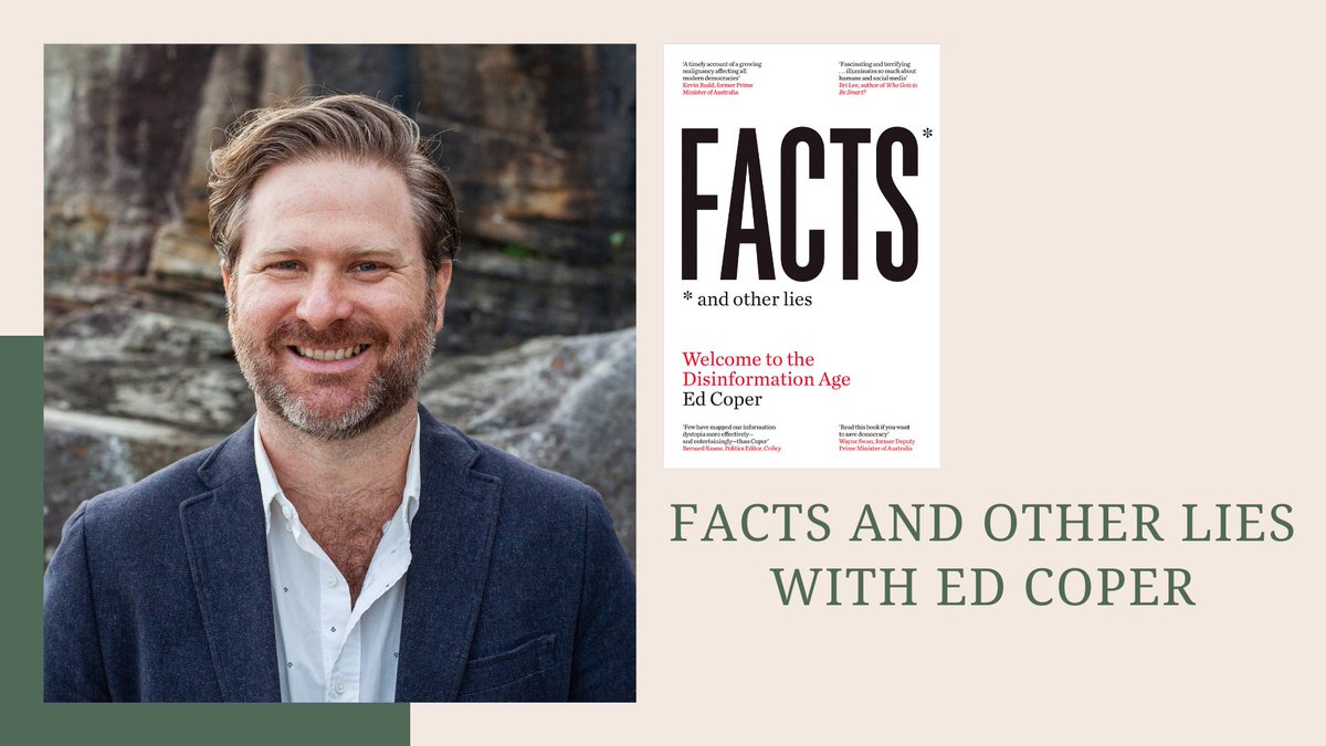IWCLibraries's tweet photo. Join @edcoper in a discussion about his new book Facts and Other Lies β an exploration of fake news and disinformation in its historical context.
Marrickville Library
Tue 22 Feb, 6.30pm
https://t.co/436hAyCjAy
#fakenews #facts #disinformation #InnerWest #InnerWestLibrary https://t.co/wfTDreAq2J