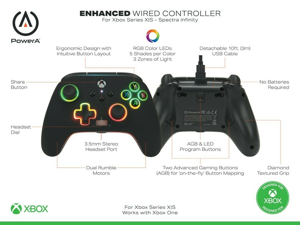 BluemouthInt's tweet photo. The new fully licensed Xbox SPECTRA Enhanced Wired Controller by @powera_gaming features a seven-colour LED edge-lit design, advanced mappable back gaming buttons and trigger locks for quicker feeling response times!
.
#powera #enhanced #wired #controlle… https://t.co/0d2PEEFuLZ https://t.co/s5NSHZOTcY