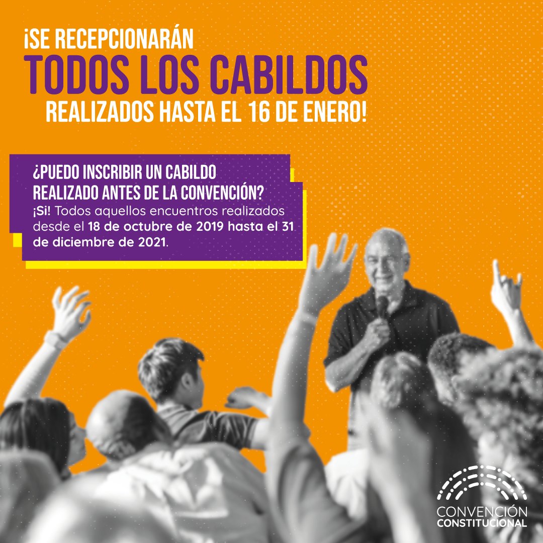 convencioncl's tweet photo. ¿Ya registraste tu cabildo? ¡Tienes hasta el 16 de enero para hacerlo! ✍️

Ingresa a https://t.co/5UHu0XwluQ y completa el formulario. Puedes ingresar cabildos realizados desde el 18 de octubre de 2019. 

¡La #ConvenciónConstitucional la escribimos entre todas y todos! https://t.co/z6A8sYhB1P