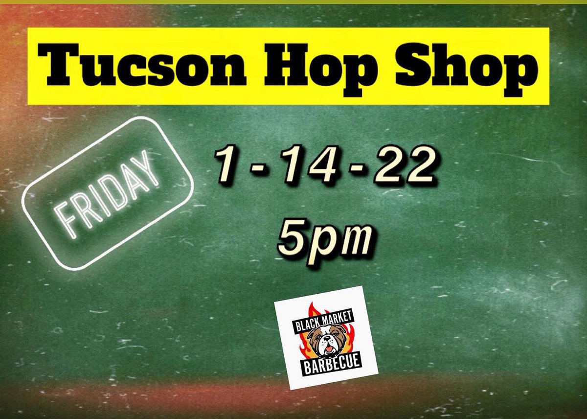 Who’s hungry? We’re serving the grub on Friday @tucsonhopshop Come chow down or take it to go. #blackmarketbbq #brookscooks #smokedmeats #meatbarn #beerandbbq