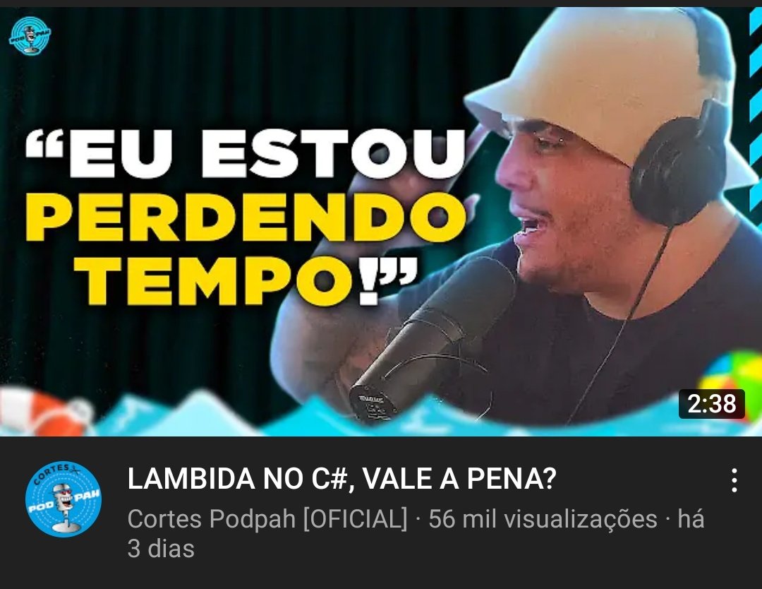 viniseeus's tweet photo. QUE MASSA! O @podpahpodcast tá falando sobre programação! Nesse corte eles explicam muito bem o conceito de Lambda em projetos C#. Os caras chegam em tudo mesmo né? https://t.co/Fx2oBJYNm3