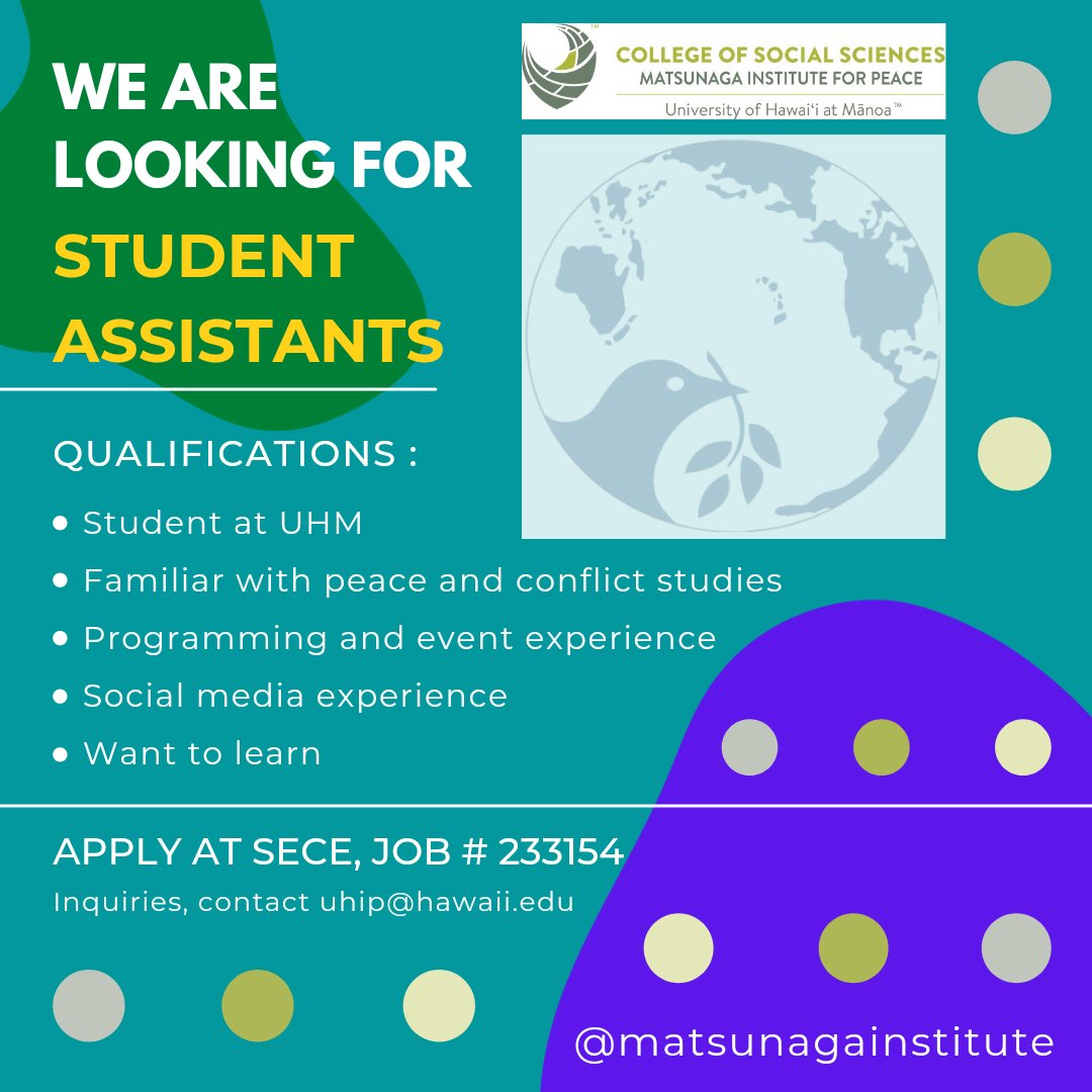 Image for the Tweet beginning: Looking for Student Assistants!
Qualifications:
* Student