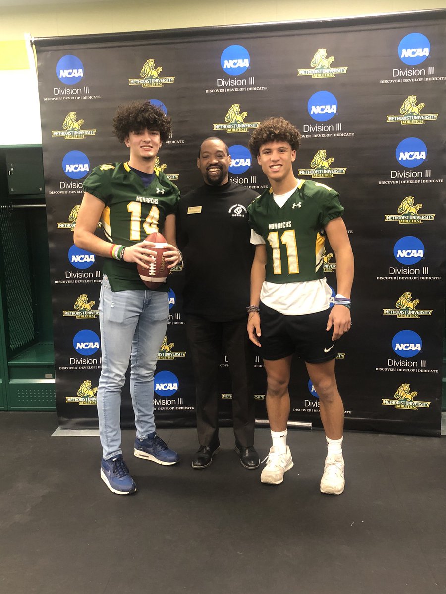TomFrechette2's tweet photo. Had a great visit today @Methodist_FB with @devinhand11! Thank you @_coachcccoleman @CoachKwill for having us! https://t.co/nL5MTxdZBQ