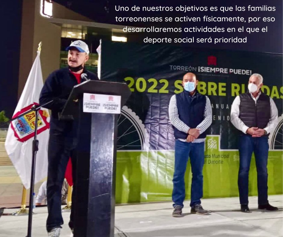 Durante nuestra administración, tenemos varios objetivos, todos igual de relevantes, el deporte social y la activación física serán importantes para nosotros.

#TorreónSiemprePuede