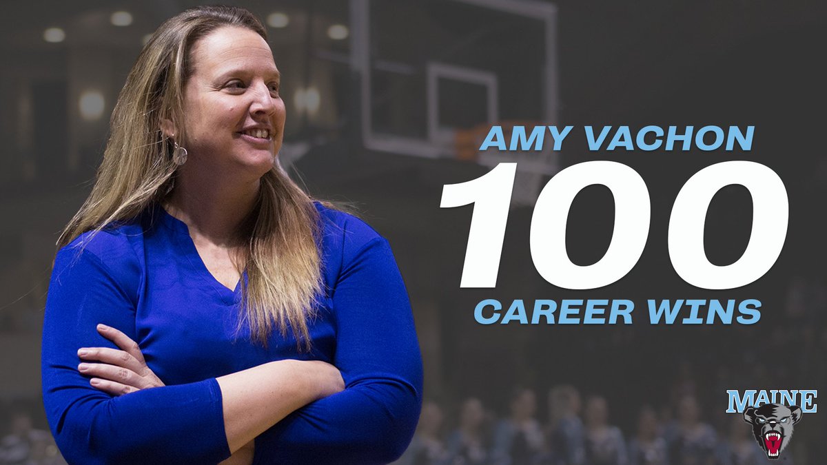 Maine Women's Basketball (@blackbearswbb) on Twitter photo ~ 𝟏𝟎𝟎 ~
Congratulations to <a href="/coachamyvachon/">Amy Vachon</a> who earned her 100th career victory with a 77-51 win over New Hampshire!
#BlackBearNation | #AEHoops ~ 𝟏𝟎𝟎 ~
Congratulations to <a href="/coachamyvachon/">Amy Vachon</a> who earned her 100th career victory with a 77-51 win over New Hampshire!
#BlackBearNation | #AEHoops