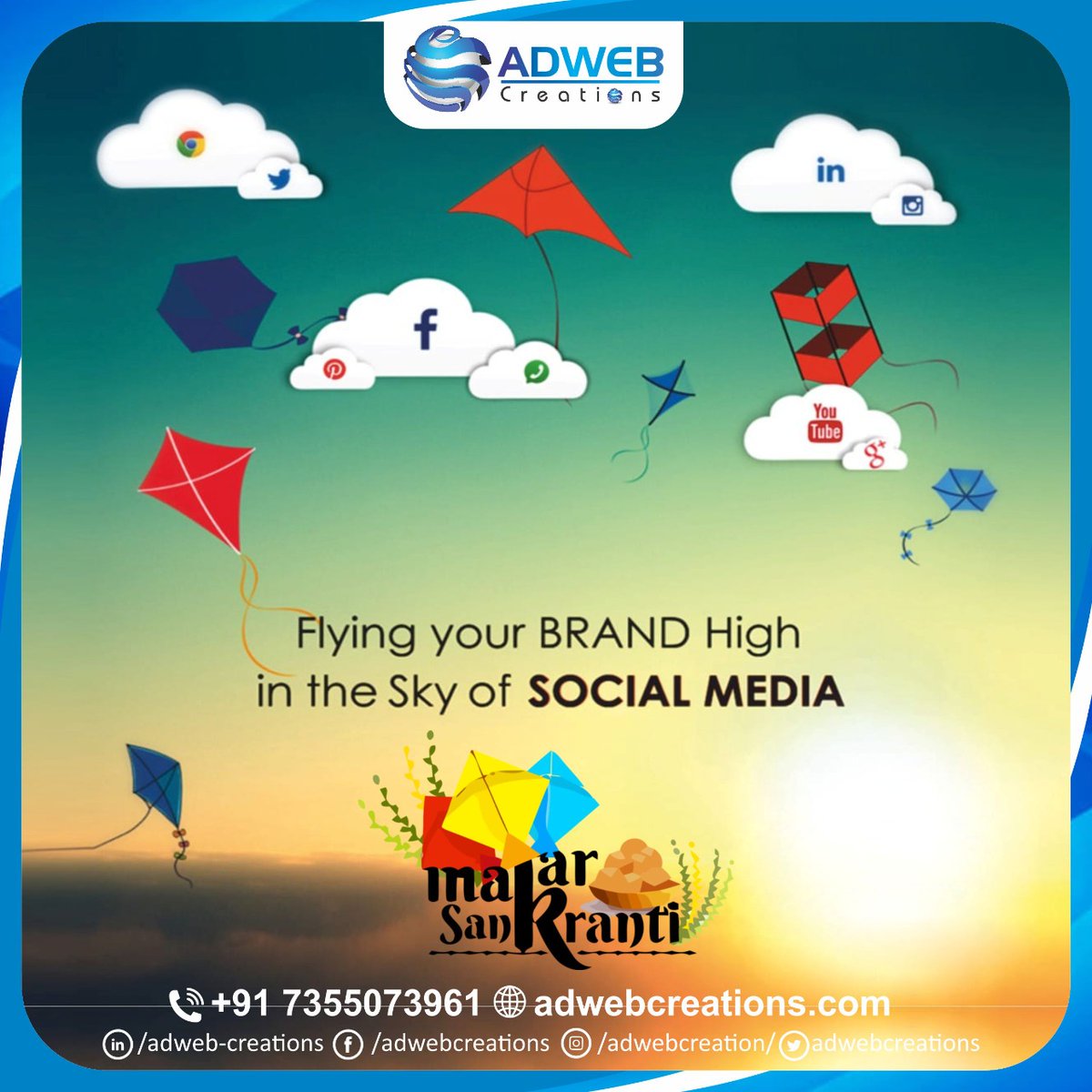 AdwebCreations's tweet photo. May this Makar Sankranti fill your life with joy, happiness, and love. Wishing you and your family a very 

Happy Makar Sankranti

. https://t.co/c1Ha0SWs4I