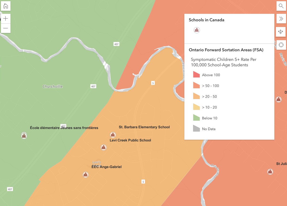 tristan_sudbury's tweet photo. ⭐️🏫⭐️ BREAKING ⭐️🏫⭐️ Thanks to @esricanada for working with me on the only school symptom reporting tool in Ontario.

NOW INCLUDES:
  - All 4,900+ Ontario schools
  - Fully interactive map
  - Search bar
  - Rates by postal code

Website: https://t.co/TLcvblBbhy https://t.co/0nV0bDToKg