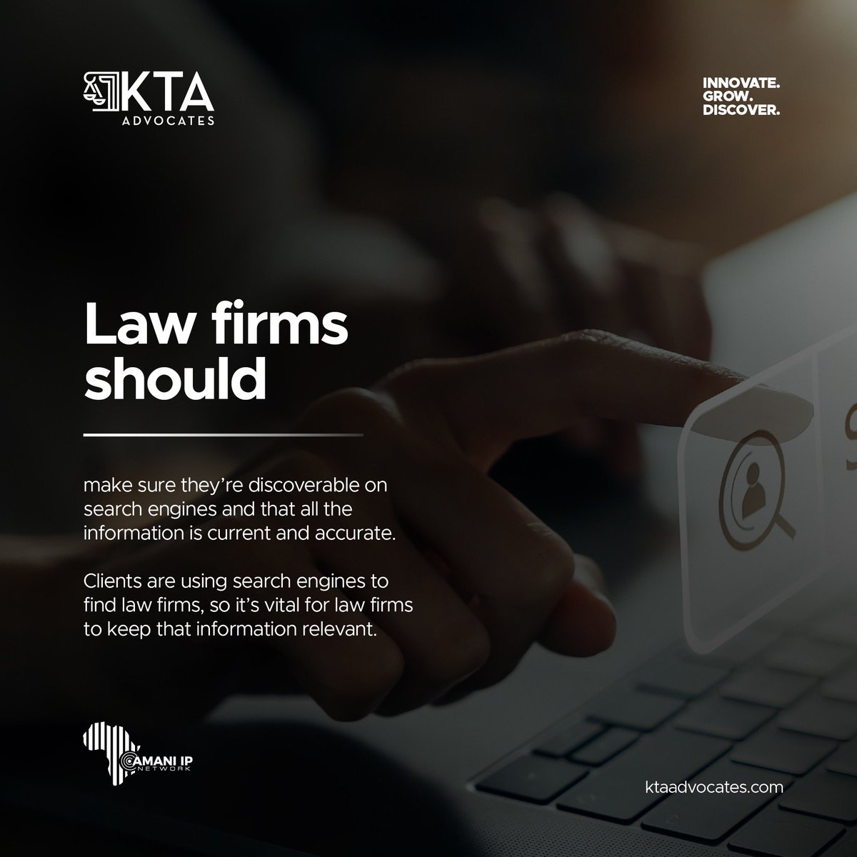 kta_law's tweet photo. Law firms in 2022 should adjust to the “new normal” i.e the pandemic and the digitization of most processes. 
Firms around the world are looking toward legal technology trends to address client demand and continue with growth.

Learn more; 
https://t.co/2w1R6ozRyC https://t.co/t0VtjF6zGZ