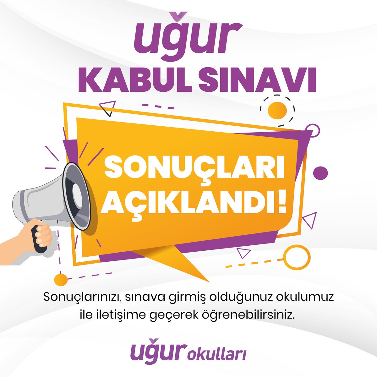 Uğur Kabul Sınavı sonuçları açıklandı! 🚀 

Sonucunu, sınava katılmış olduğun okulumuz ile iletişime geçerek öğrenebilirsin. Unutma, sonuç karneni almak için okulumuzu ziyaret ederek 1 aylık Metodbox erişim hediyeni alabilirsin! 😍

#UğurluGelecek