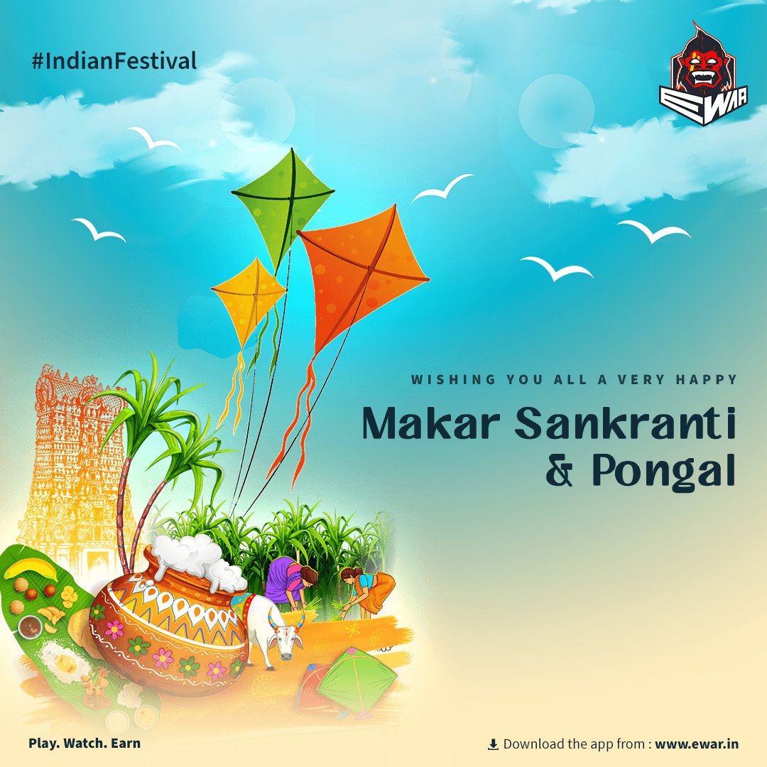 GamesEwar's tweet photo. EWar wishes you and your family a very Happy Makar Sankranti and Pongal.
May this new year brings fortune and prosperity in your lives.
#MakarSankranti #HappyPongal #HappyMakarSankranti #HappyMakarSankranti2022 #HappyMakarSakranti #HAPPYPongaL2022 #ewar #ewargames #PlayToEarnGame https://t.co/vzsFw2tgvu
