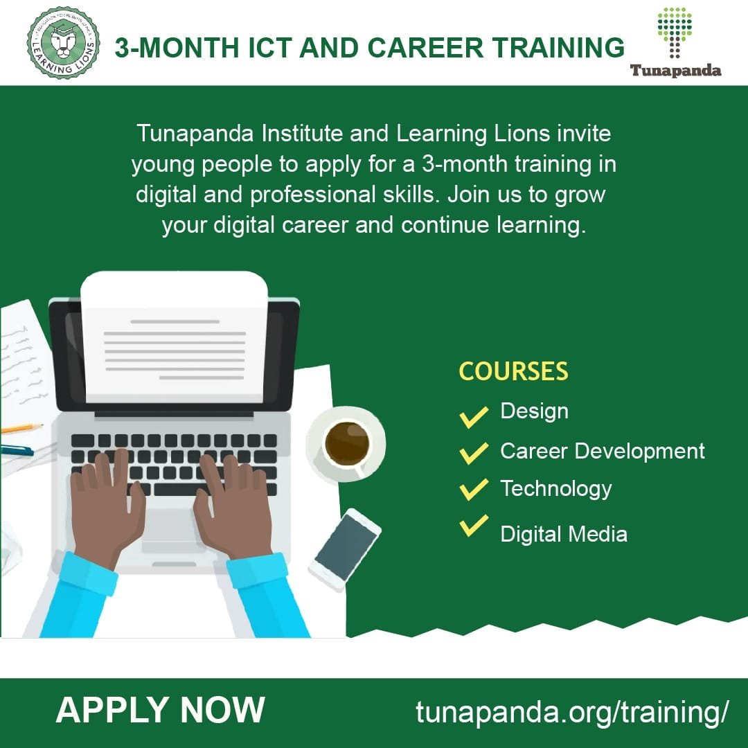 TunapandaOrg's tweet photo. Are you a young ambitious person passionate about tech, business, digital media, and personal development? Join our 3-month training today.
Apply via https://t.co/PwJFFqa7t3
#tunapandainstitute #LEAP #MobileLeap #tech
#design #business #digitalmedia #personaldevelopment https://t.co/isjZJc8lWU