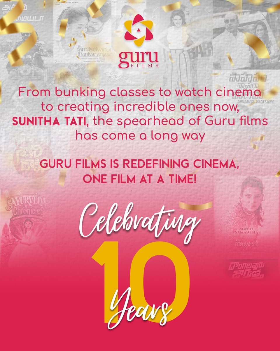 gurufilms1's tweet photo. A decade ago, around Sankranthi, Guru Films made its debut as Production House.
We have reaped in abundance ever since. Celebrating the season of harvest with our fruits of hard work and resilience.
@SunithaTati #Gurufilms #10yearsofgurufilms https://t.co/PoqmTad18Y