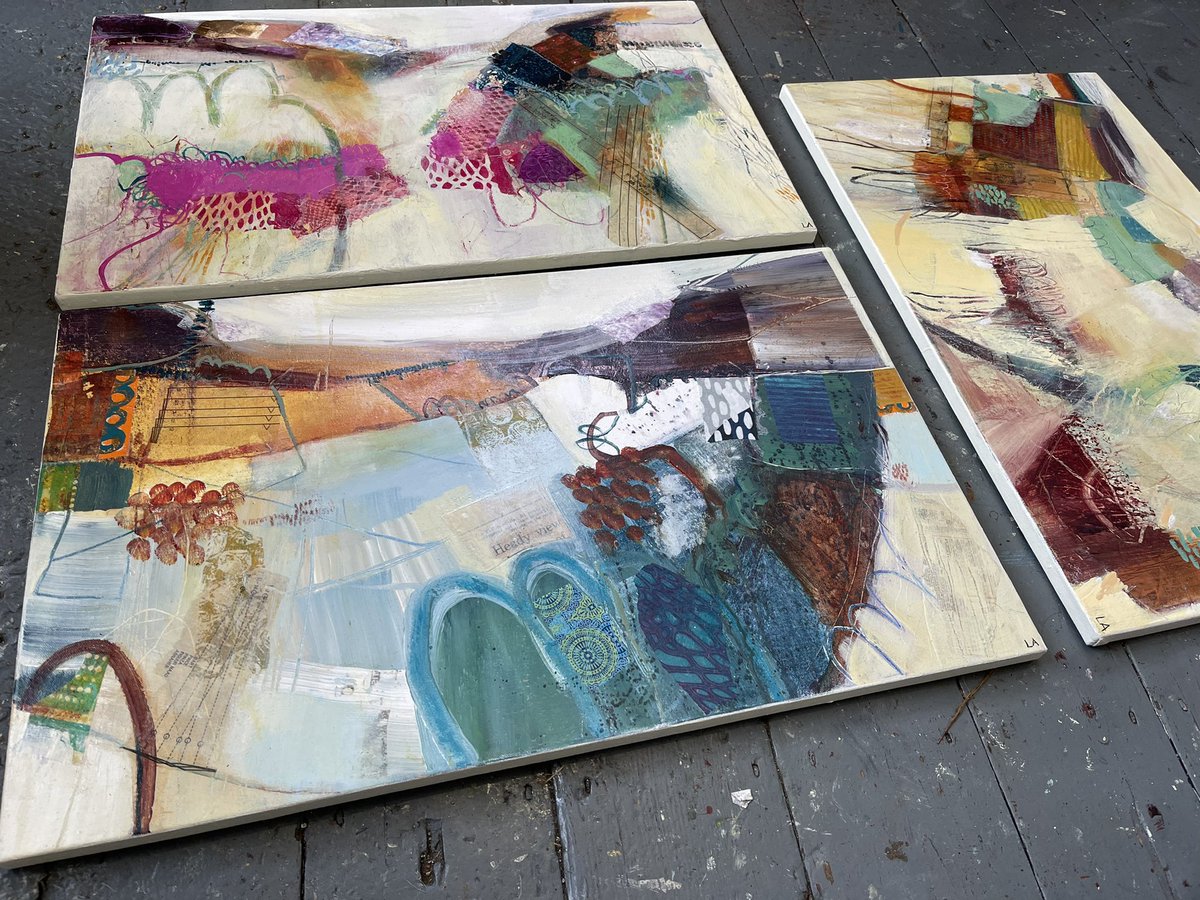 LizAckerleyArt's tweet photo. Thrilled that my varnish arrived this week so I can finish my panoramic landscapes for my forthcoming exhibition: Landscape Inside Out with @hughwinterbott1 @GalleryOldham #abstractlandscapeartist #locallandscapes #saddleworth https://t.co/hCefo7rp6H