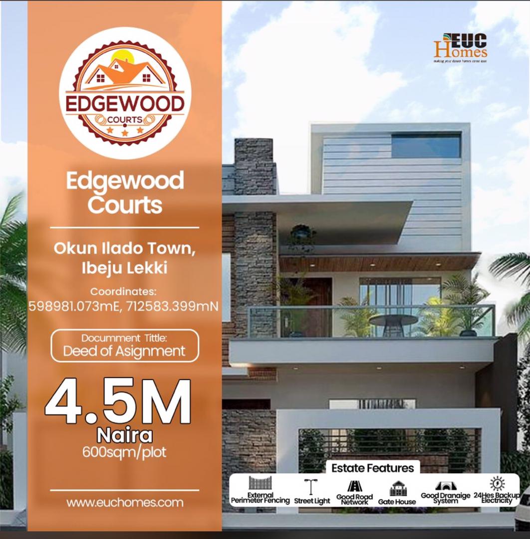 Buy your plots from our #EdgeWood  Court. Dry land. #Ibejulekki is the best investment location.

Pls call 09037935183 for inspection.

#Davido Brad pitt Mane and Salah Kanye saka