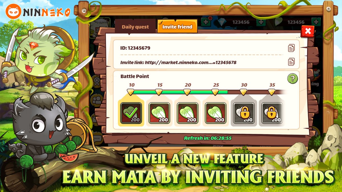 YOU WILL RECEIVE MATA WHEN FRIENDS YOU INVITED THROUGH REF LINKS WIN ARENA

With the "Invite Friends" feature, you can invite others unlimitedly, and it is not related to the list of friends in the game.
The feature is under development and will be included in the Official Launch