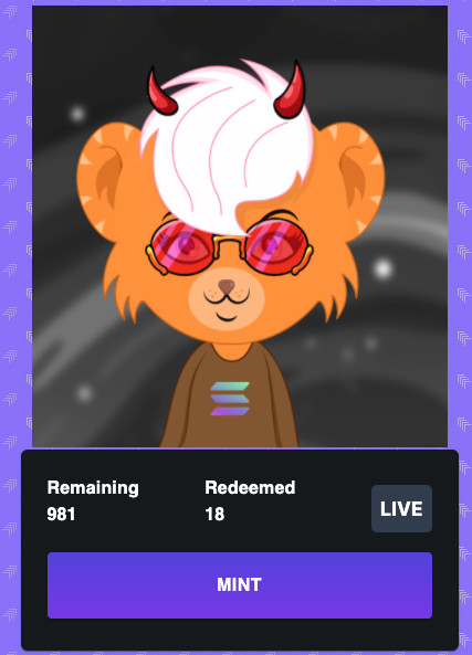 mongoosescoin's tweet photo. Redeemed: 18 #NFT #Devil #MONGOOSE
Burn: 18000tokens
Tx:39mZaFLvWLBC3EdN8fXtChBRjeus7V7E5JjrsaLLmfc4nfqJbu5RuchMMxvYUSmH5kXe2SiVpds6L9DKTyRzBMn
Plans to buy back NFTs from holders soon.
MINT NOW👇
https://t.co/MGHnbsok2v
#NFTdrop
#SolanaAirdrop #SolanaNFT #Solana #NFTCommunity https://t.co/RRgdHXJzsH