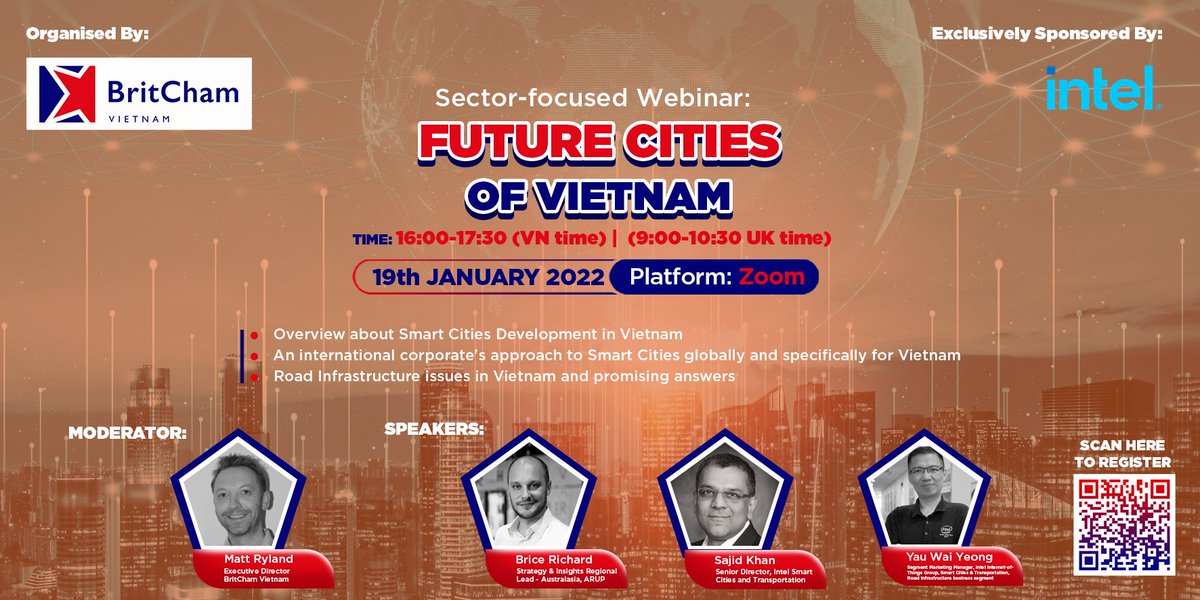 britchamvn's tweet photo. #BritCham #Webinar: SECTOR-FOCUSED WEBINAR SERIES: SMART CITIES OF VIETNAM

👉Register at: https://t.co/qzo6jE3yKA  
📩 Toby at tuan.thieu@britchamvn.com for more information 

#SmartCities #UK #Vietnam #InvestmentOpportunities https://t.co/EUnPEylwno