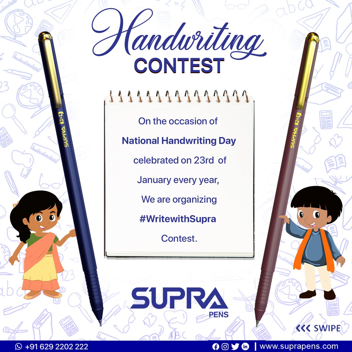 PensSupra's tweet photo. #WritewithSupraContest
Link for Facebook page - https://t.co/lmU6TPMluh
Link for Instagram page - https://t.co/jVzLBDiI3p
Link for LinkedIn page - https://t.co/ogmRxHIhHf
Read the post below for more information!!
#WritewithSupra #WriteToTell #SupraPens https://t.co/kTG8K360yZ